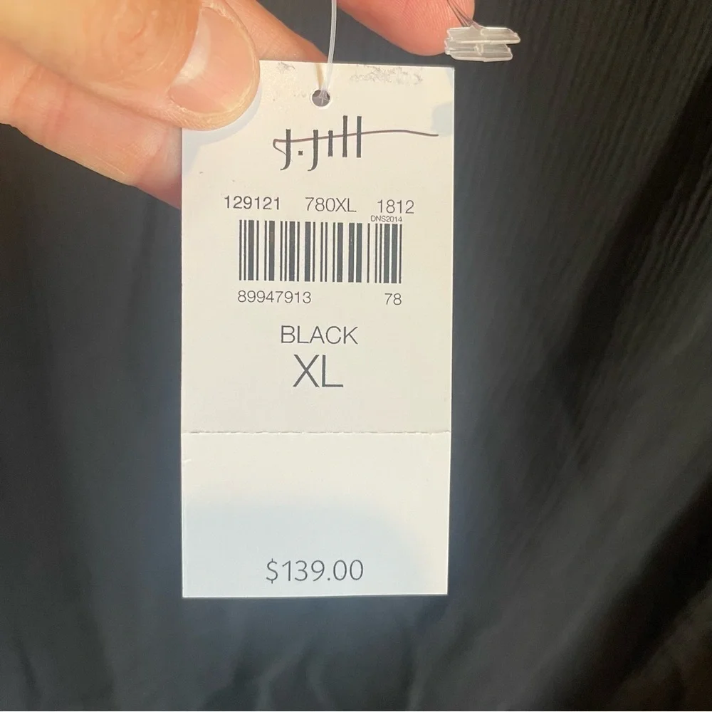 J. Jill Wearever Collection 100% Silk Swimsuit Coverup Midi Dress Black XL NWT